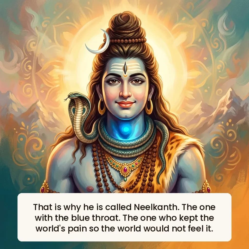 Iconic portrait of Neelkanth, Shiva with a deep blue luminous throat