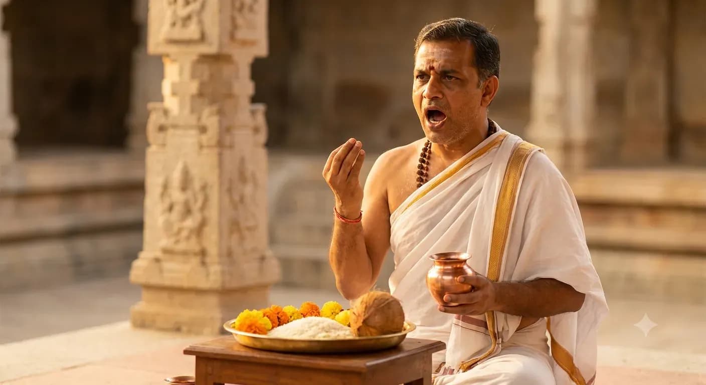 Priest performing the Sankalpam